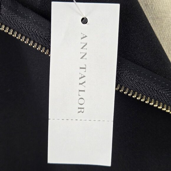 Ann Taylor Size Large Black Short Sleeve Blouse Dropped Shoulder Faux Leather - Picture 13 of 16